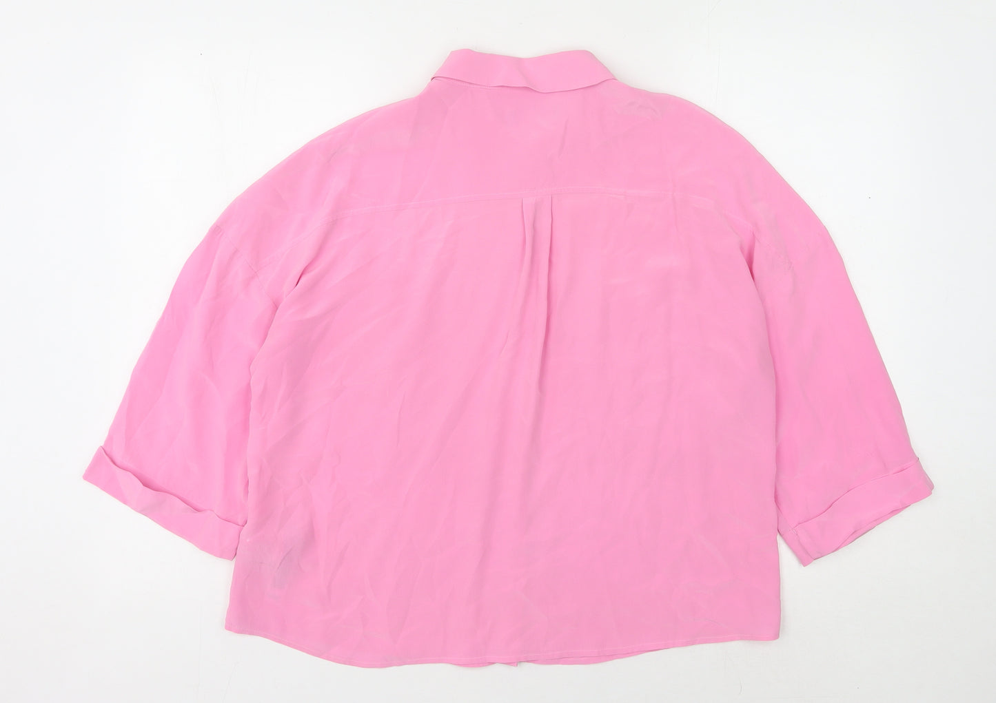 Autograph Women's Pink Silk Button-Up Shirt, Size 12