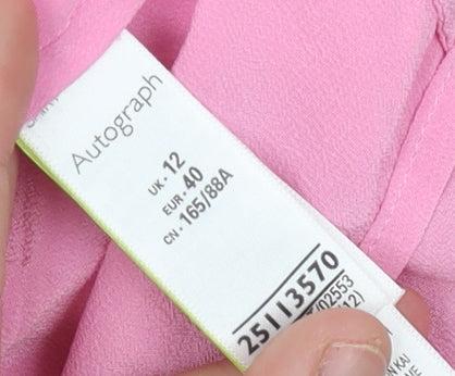 Autograph Women's Pink Silk Button-Up Shirt, Size 12