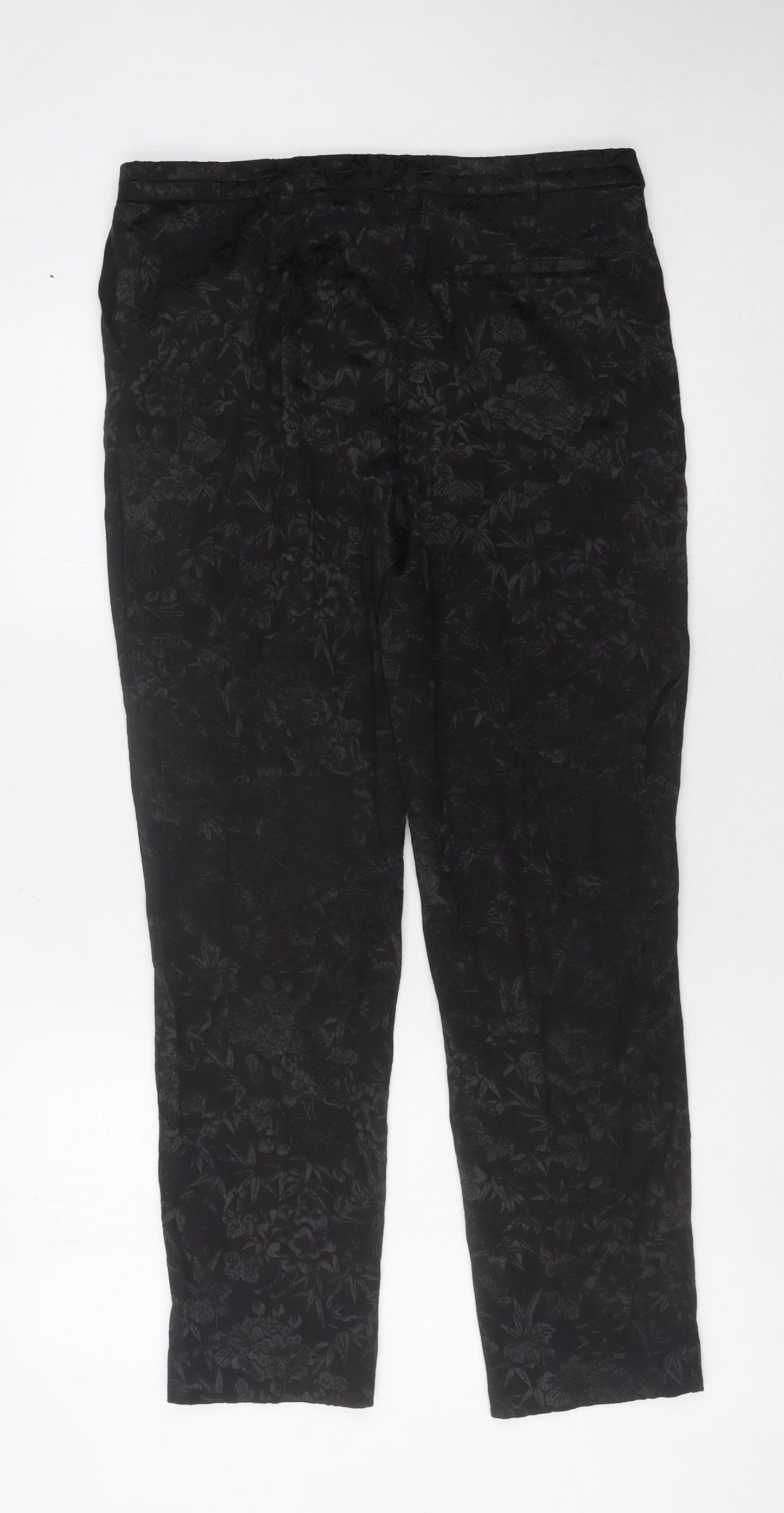 Oasis Women's Black Floral Trouser Size 12