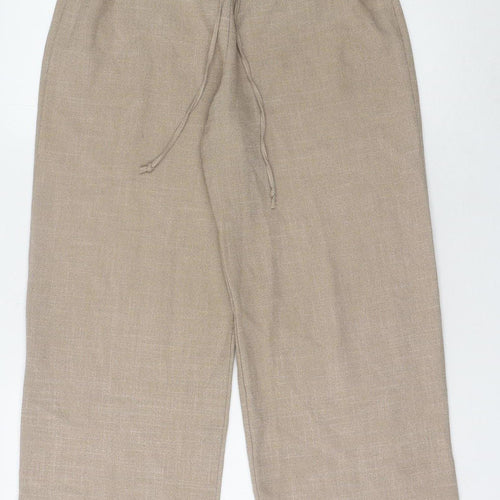 Saloos Women's Beige Wide-Leg Trousers, Size 12