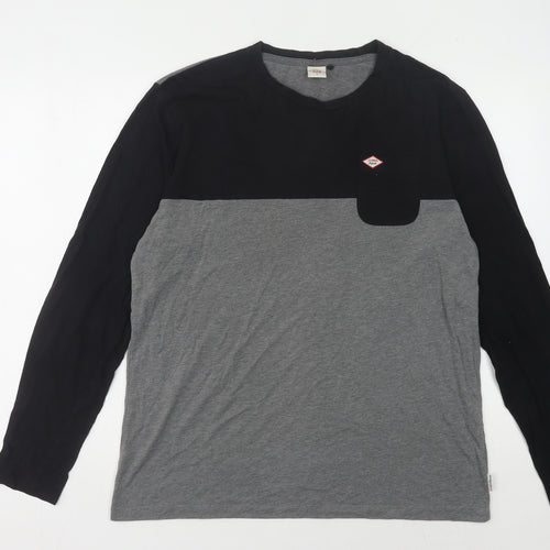 Lee Cooper Men's L Black Grey Long Sleeve T-Shirt