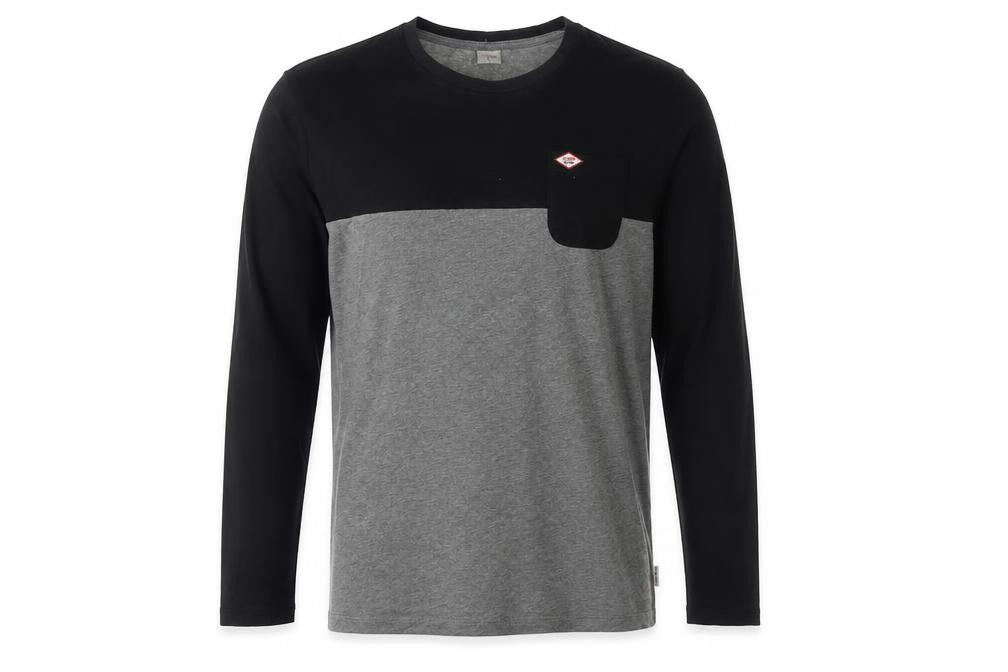 Front view of Lee Cooper Men's L Black Grey Long Sleeve T-Shirt