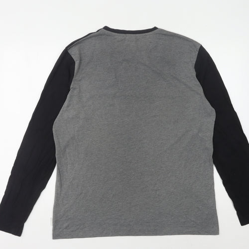Lee Cooper Men's L Black Grey Long Sleeve T-Shirt