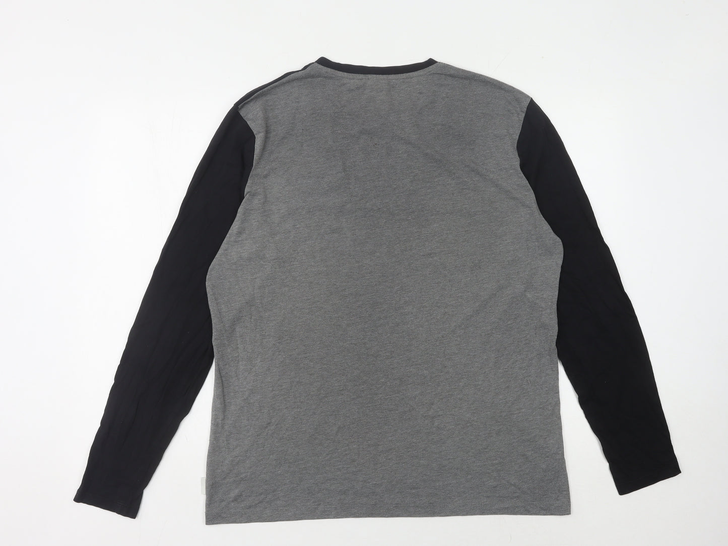 Lee Cooper Men's L Black Grey Long Sleeve T-Shirt