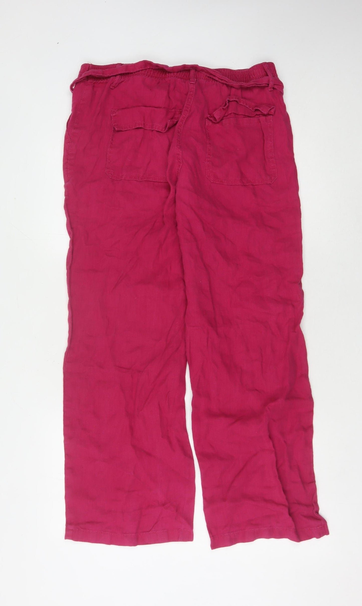 Marks and Spencer Women's Red Linen Trousers, Size 14
