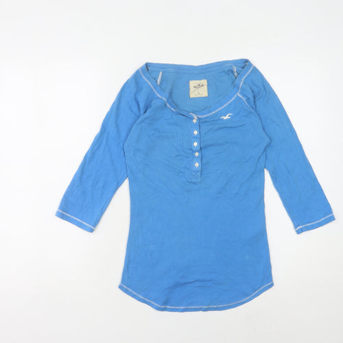 Hollister Women’s Blue Button-Up Henley Shirt, Size S