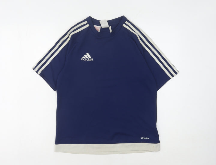 Adidas Boys Blue T-Shirt 13-14Y Gym Training Sports