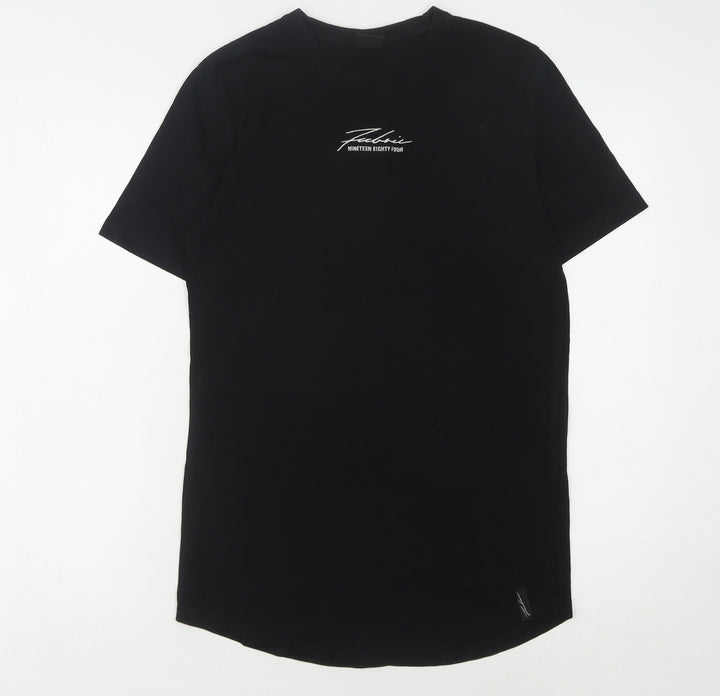 Fabric Men's Black Cotton T-Shirt XS Crew Neck