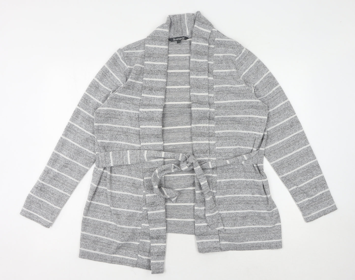 Bonmarché Women's Grey Striped Cardigan Size 14