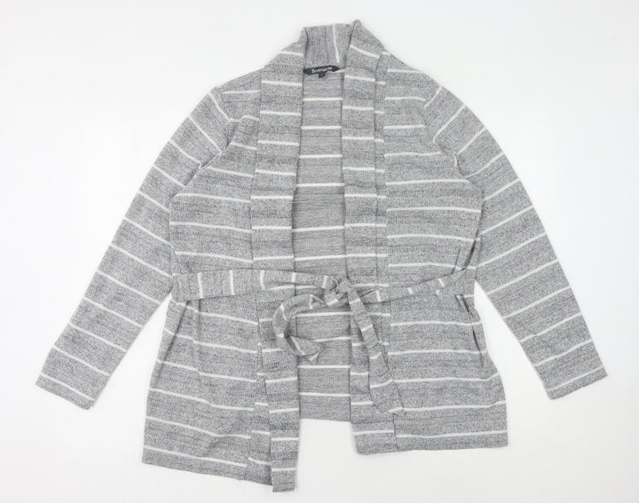 Bonmarché Women's Grey Striped Cardigan Size 14