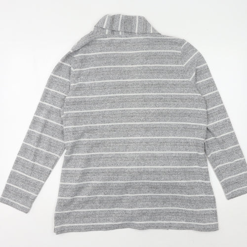 Bonmarché Women's Grey Striped Cardigan Size 14