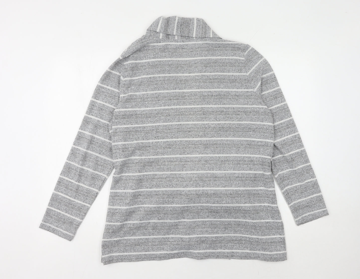 Bonmarché Women's Grey Striped Cardigan Size 14