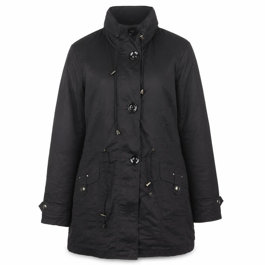 Front view of Inn Collection Women's Black Regular Raincoat, size 14