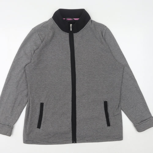 Bonmarché Women's Black Striped Full Zip Sweatshirt M