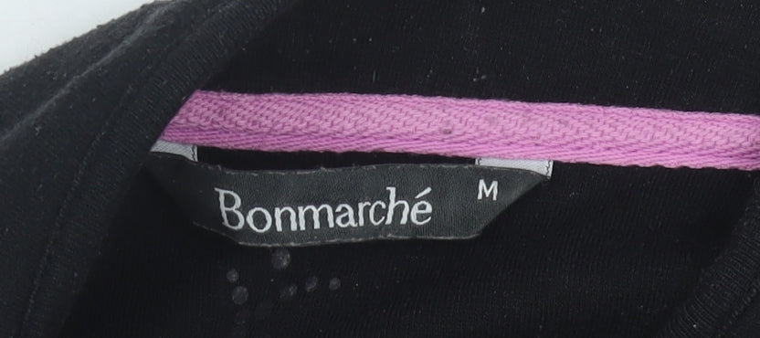 Bonmarché Women's Black Striped Full Zip Sweatshirt M