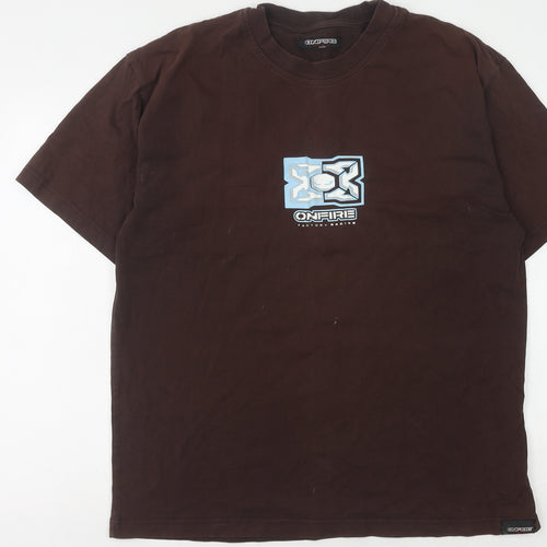 Onfire Men's XL Brown Racing Graphic T-Shirt