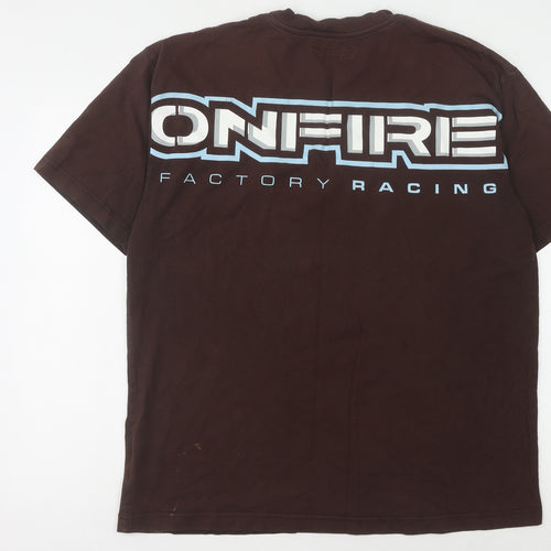 Onfire Men's XL Brown Racing Graphic T-Shirt