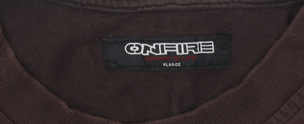 Onfire Men's XL Brown Racing Graphic T-Shirt