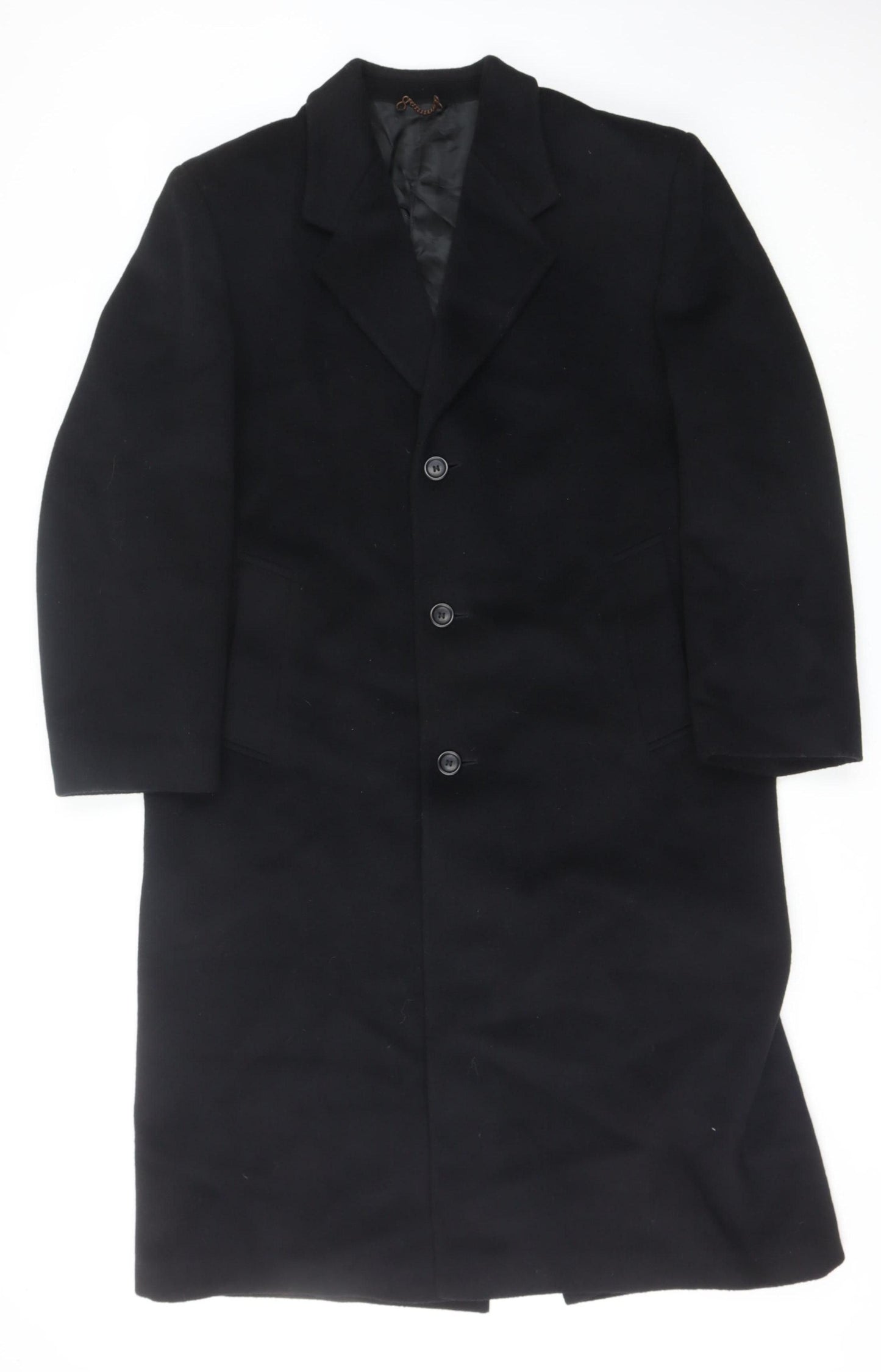 Burton Mens Black Overcoat 42R Wool Cashmere Formal
