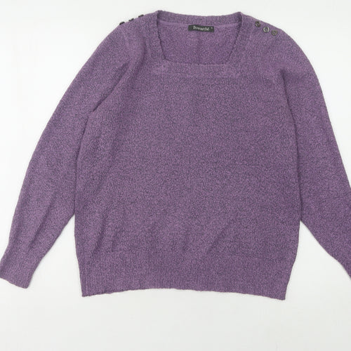Bonmarché Women's Purple Square Neck Jumper