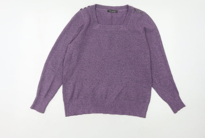 Bonmarché Women's Purple Square Neck Jumper