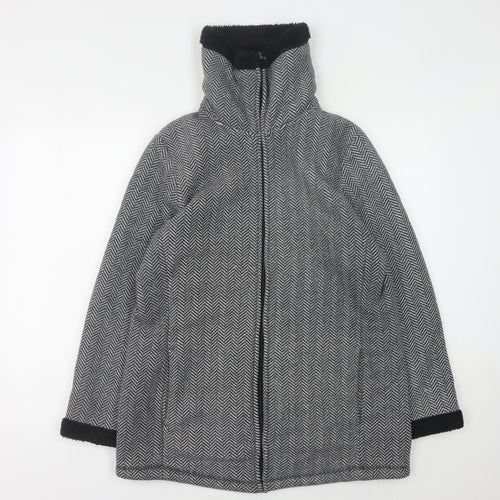 Bonmarché Women's Grey Herringbone Coat M