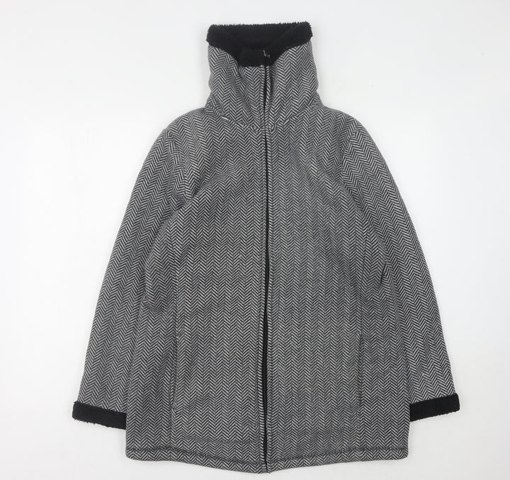 Bonmarché Women's Grey Herringbone Coat M