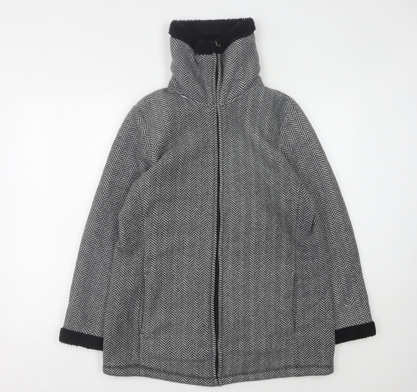 Bonmarché Women's Grey Herringbone Coat M