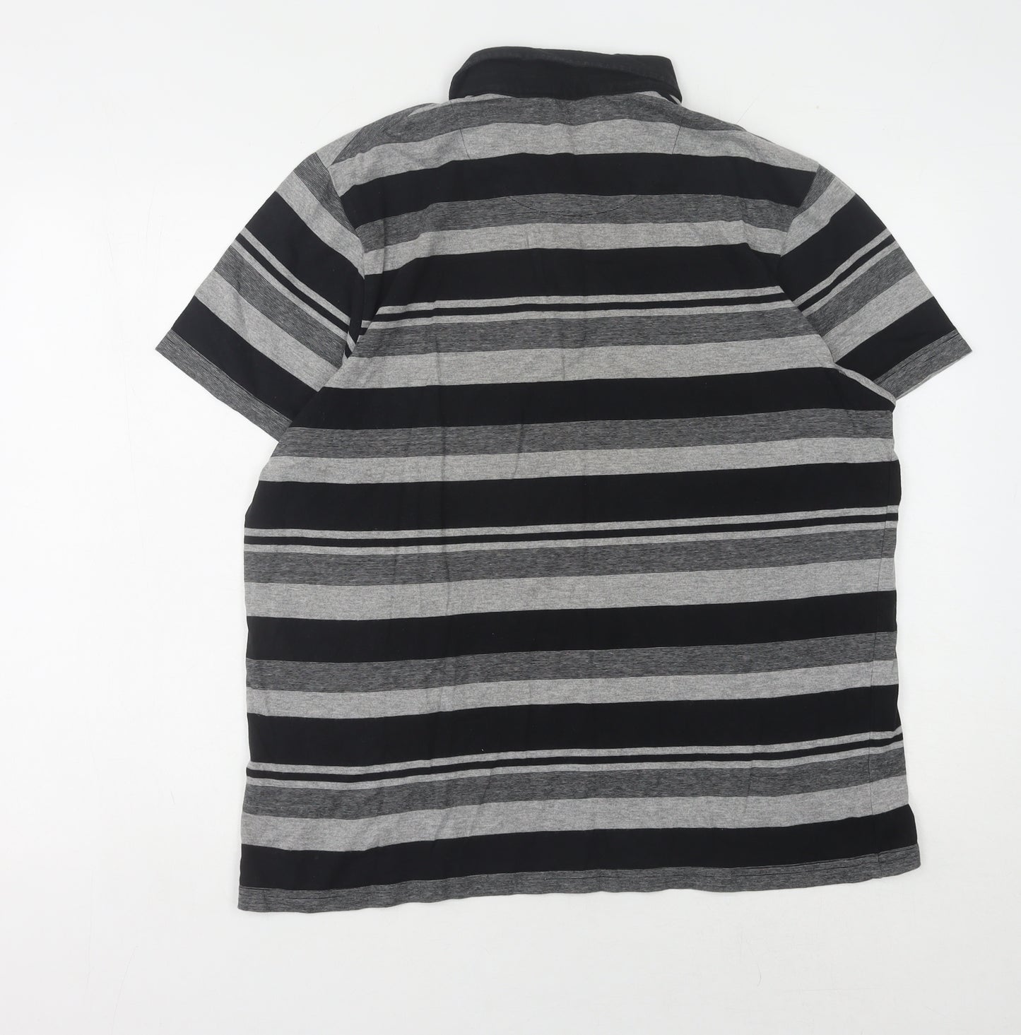 Thomas Nash Men's Striped Polo, Black/Grey, Medium