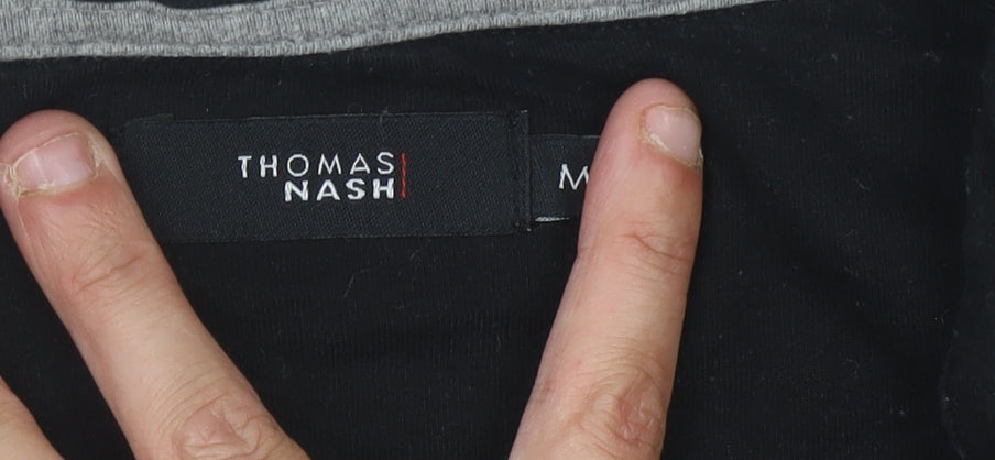 Thomas Nash Men's Striped Polo, Black/Grey, Medium