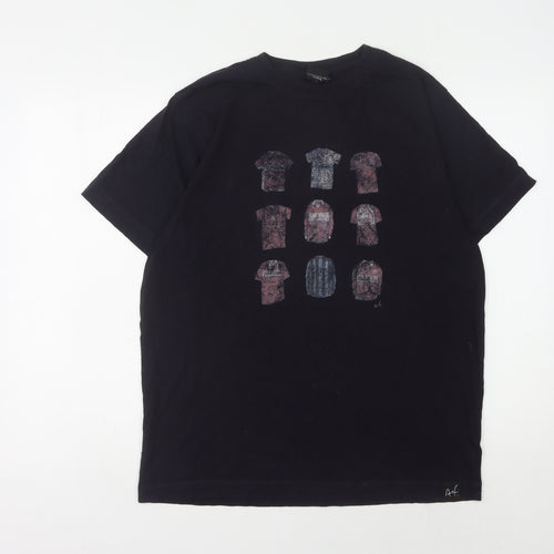 Art of Football Men's Black Graphic Print T-Shirt L