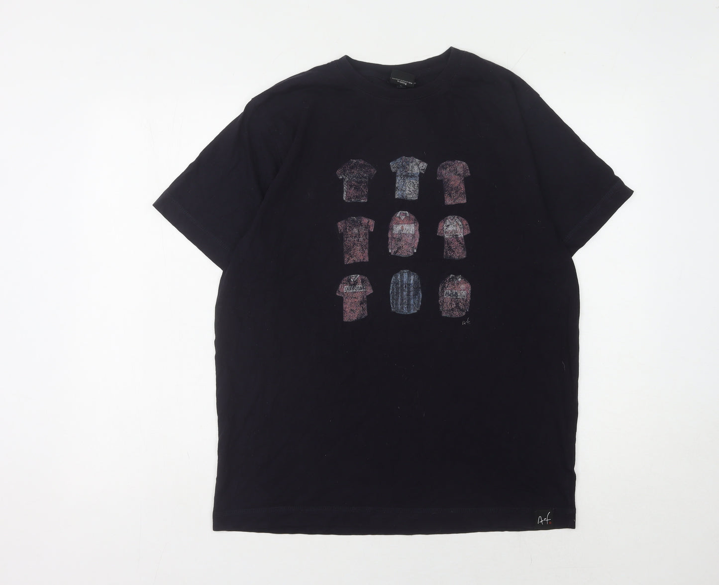 Art of Football Men's Black Graphic Print T-Shirt L