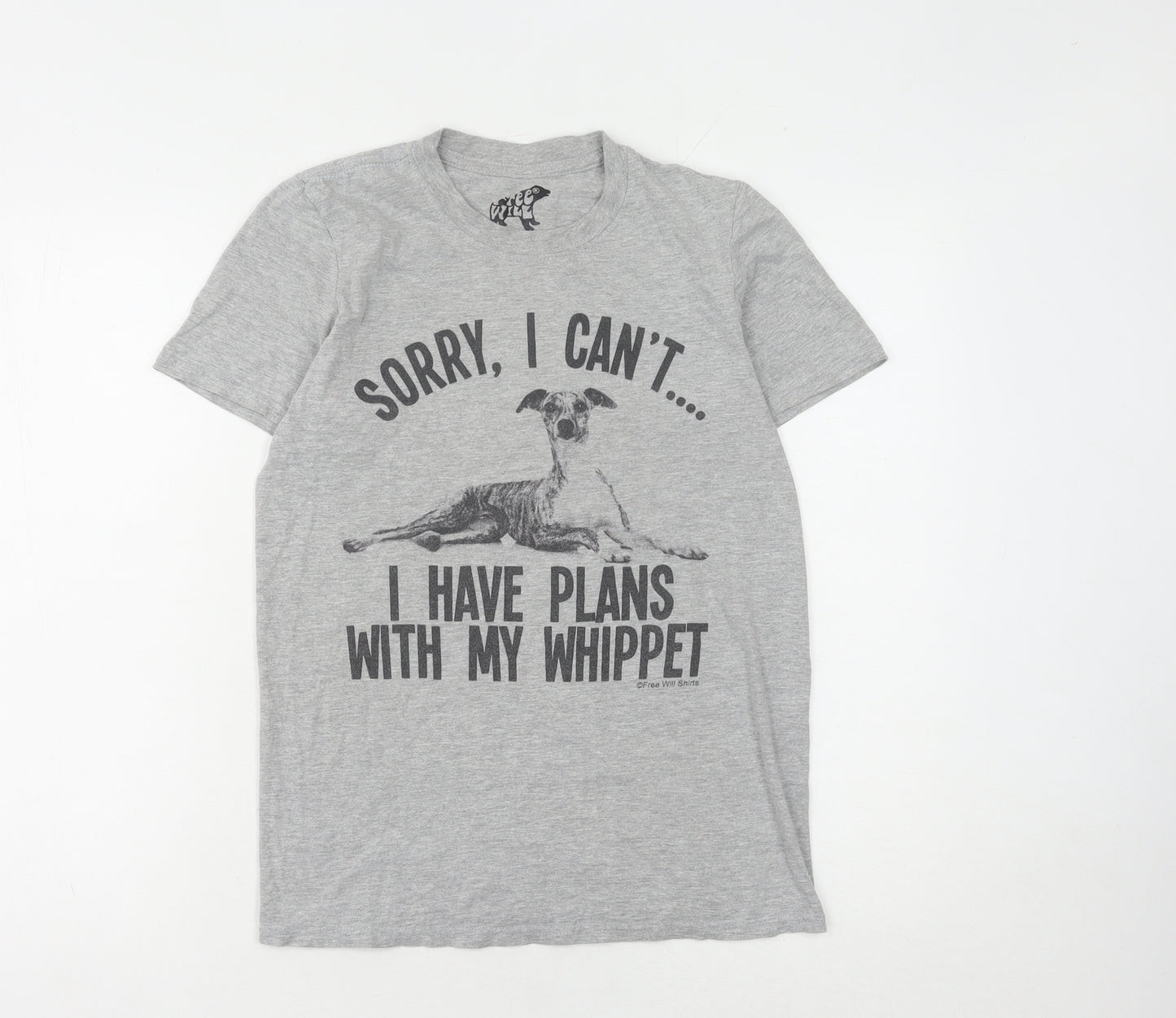 Free Will Unisex Grey Cotton T-Shirt, Size S