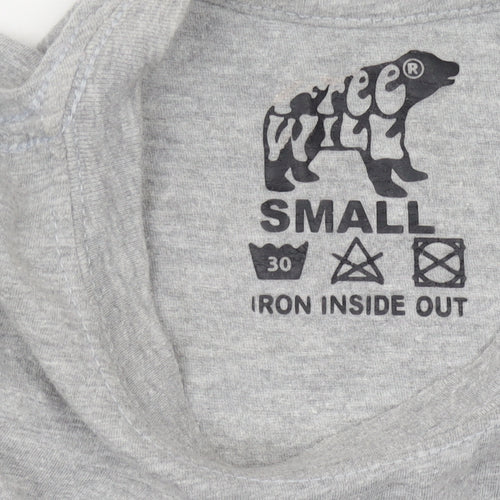 Free Will Unisex Grey Cotton T-Shirt, Size S