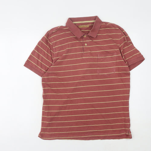 Hawkshead Men's Red Striped Polo Shirt L