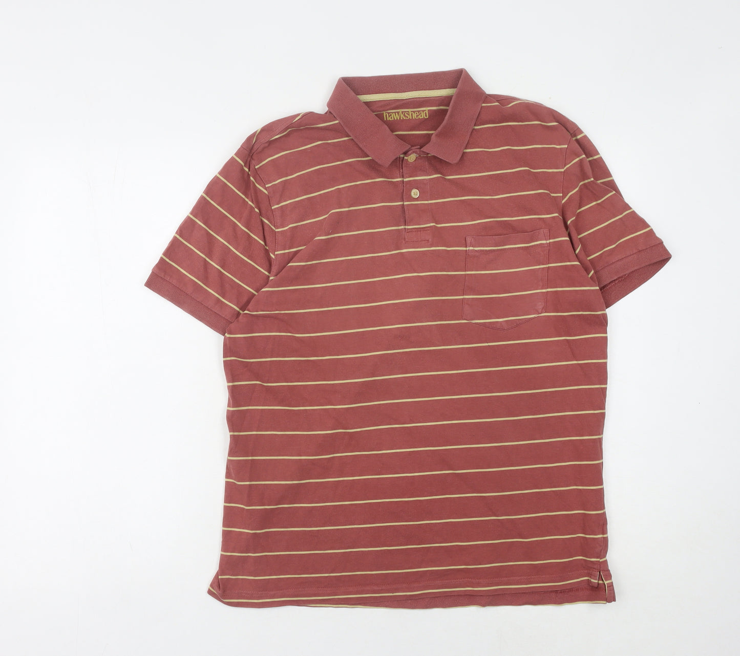 Hawkshead Men's Red Striped Polo Shirt L