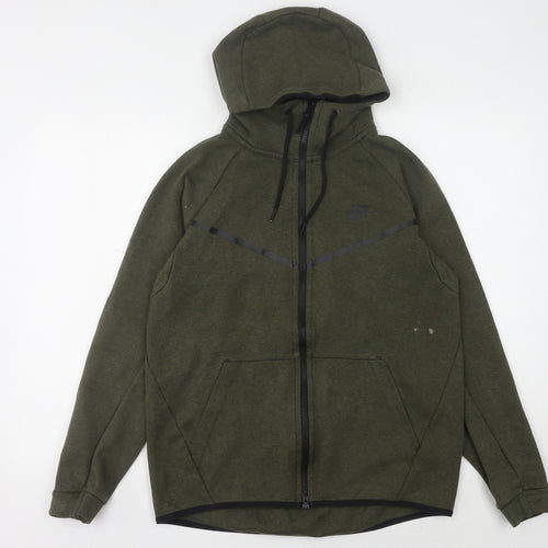 Nike Men's Green Zip Hoodie M Fleece Warm