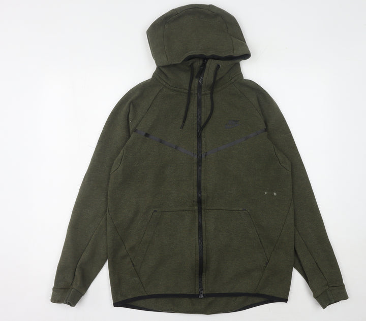 Nike Men's Green Zip Hoodie M Fleece Warm