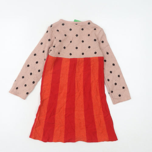 John Lewis Girls Pink Red Polka Dot Striped Dress 5 Years