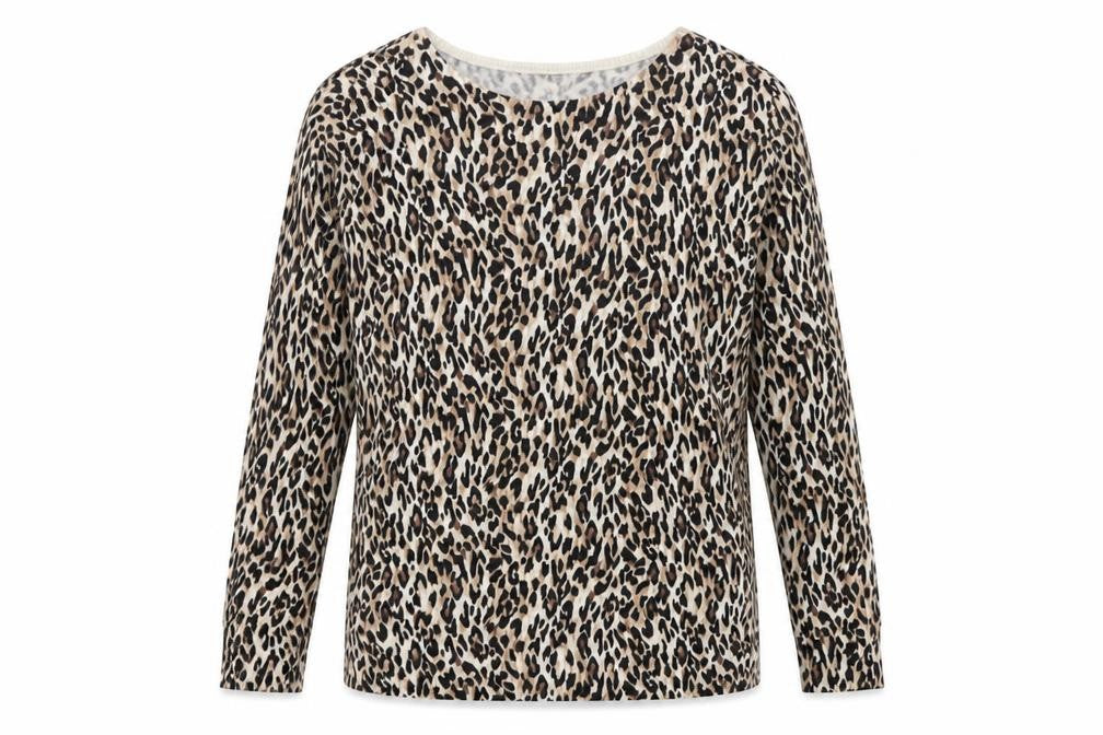 Front view of White House Black Market Women's Animal Print jumper S