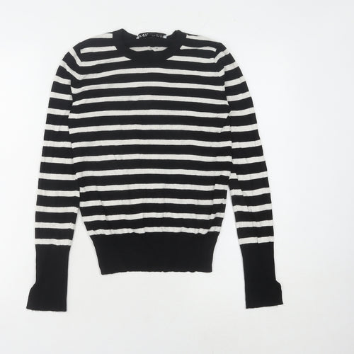Zara Women Black Striped Pullover Jumper S