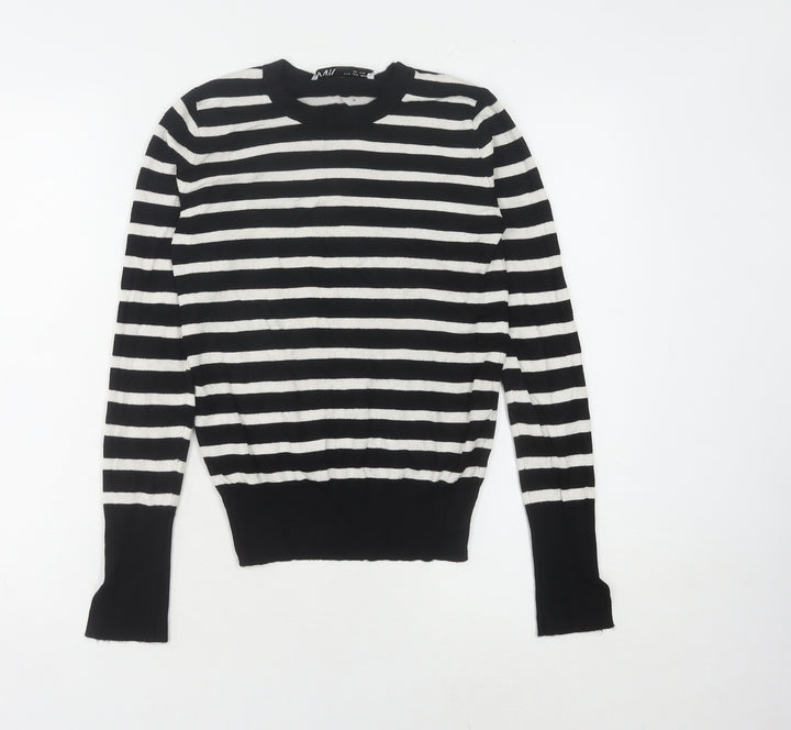 Zara Women Black Striped Pullover Jumper S