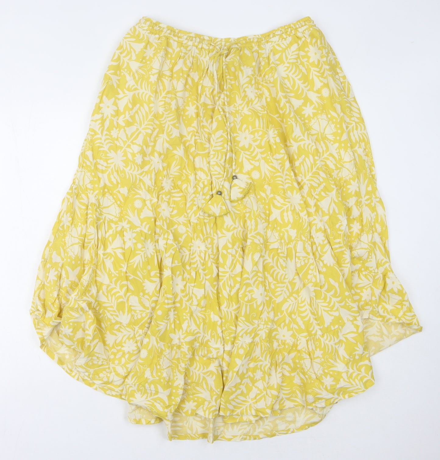 Thought Women's Yellow Floral Midi Skirt Size 14