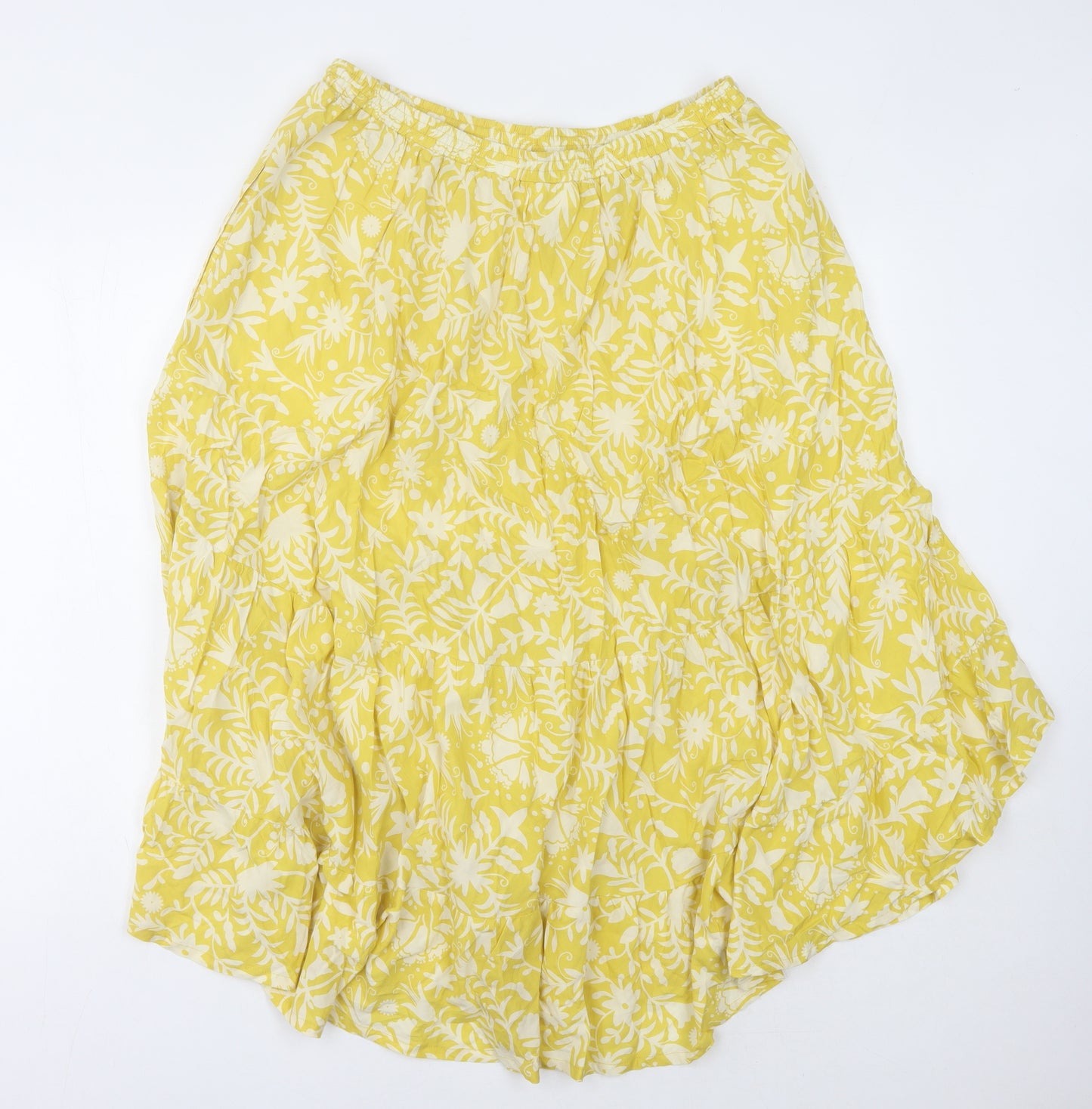 Thought Women's Yellow Floral Midi Skirt Size 14