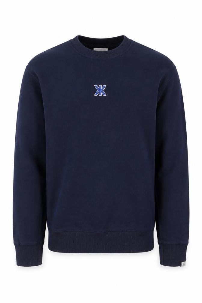 Front view of MIKKY KI. Men's Blue Pullover Sweatshirt L