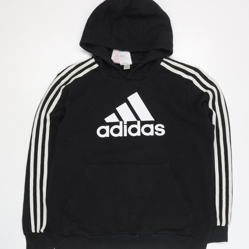 Adidas Boys Black Graphic Pullover Hoodie 13-14 Years