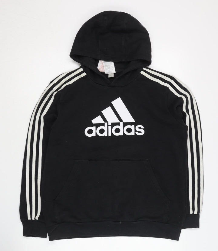 Adidas Boys Black Graphic Pullover Hoodie 13-14 Years