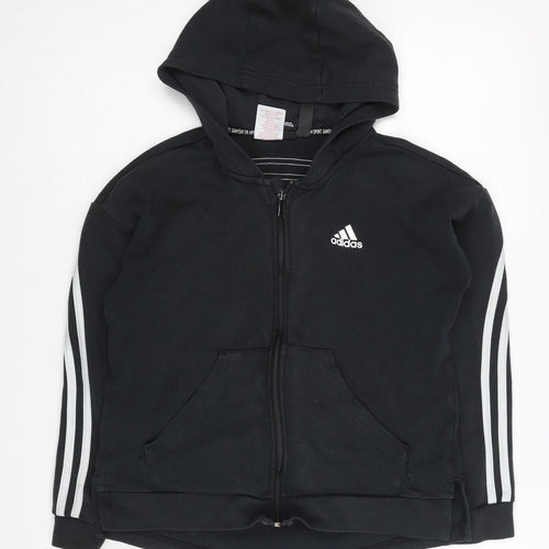 Adidas Girls Black Full Zip Hoodie - Size 11-12 Years