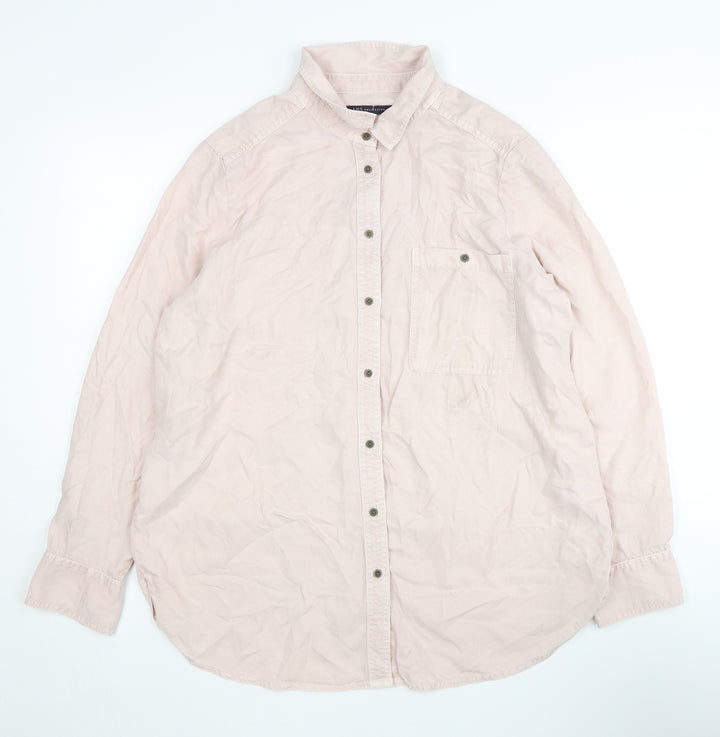 Marks and Spencer Women's Pink Button-Up Shirt Size 12
