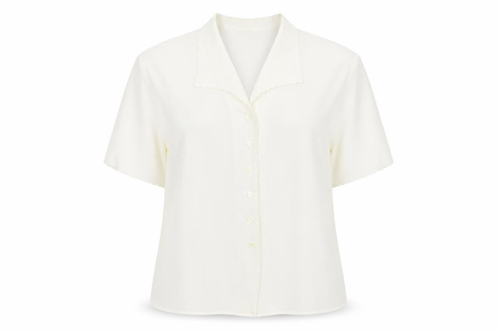 Front view of Berkertex Women's Ivory Button-Up Shirt, size 20